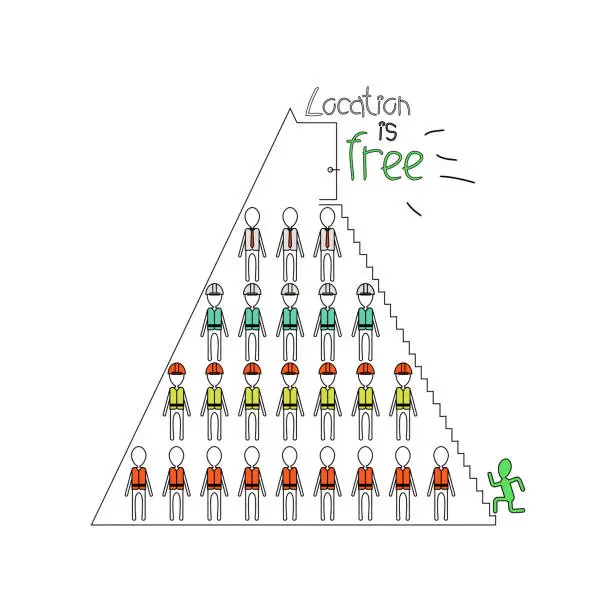Vector illustration of Career ladder in the pyramid, vector illustration EPS 10