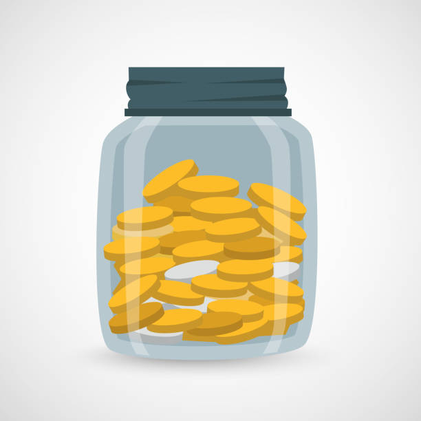 Jar full of Coins vector art illustration