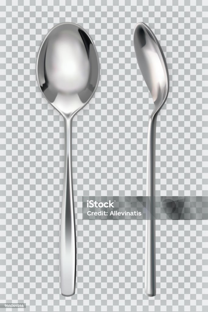 Metal spoons. 3d realism, vector icon Spoon stock vector