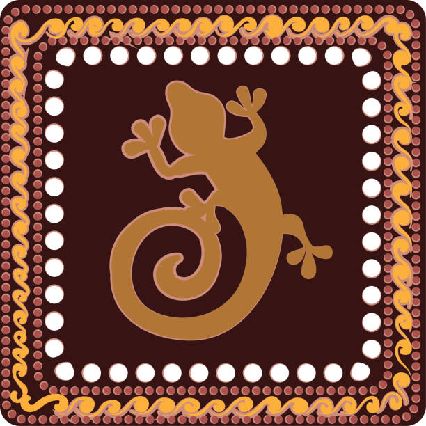 A square pattern with imitation of elements of rock art of ancient Indians, Aztecs, cavemen