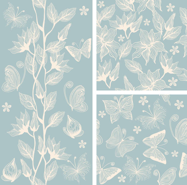 Seamless pattern with flowers and butterflies. vector art illustration