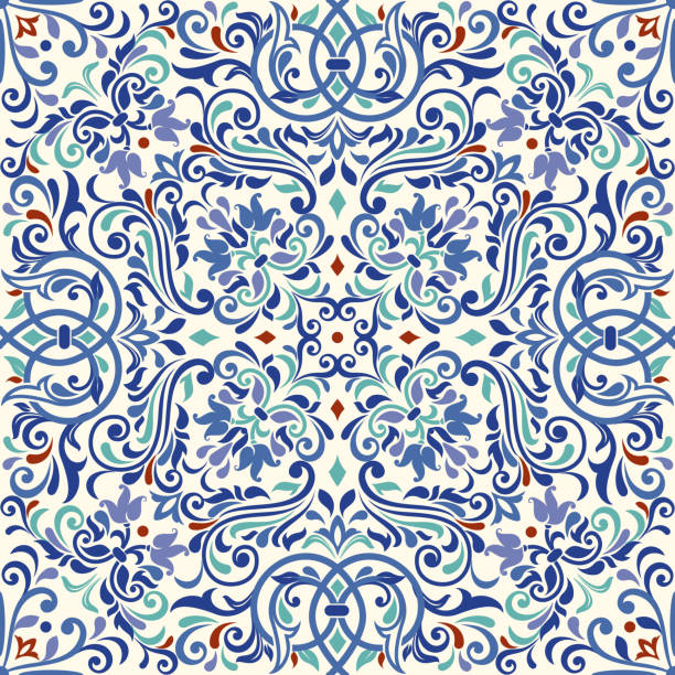 ornamentales muster vektor nahtlose - flower backgrounds tile floral pattern stock-grafiken, -clipart, -cartoons und -symbole