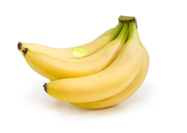 istock Cluster of bananas with empty sticker on a white background 944072346