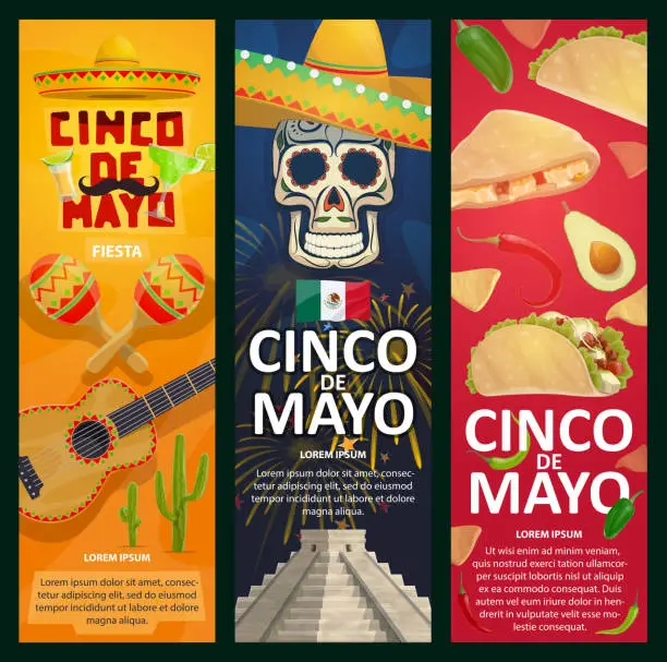 Vector illustration of Cinco de Mayo Mexican holiday vector banners
