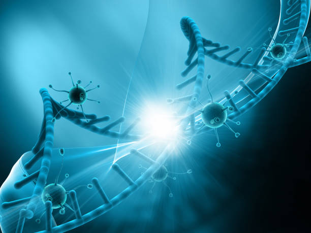 istock 3D medical background with virus cells attacking a DNA strand 944073060