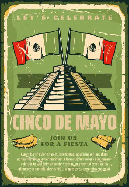 Vector illustration of Mexican party Cinco de Mayo vector sketch poster