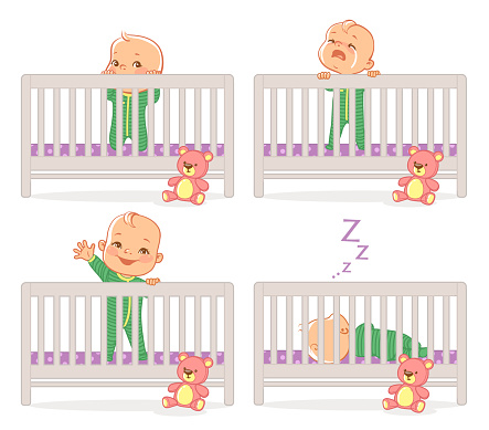 Little baby in crib.