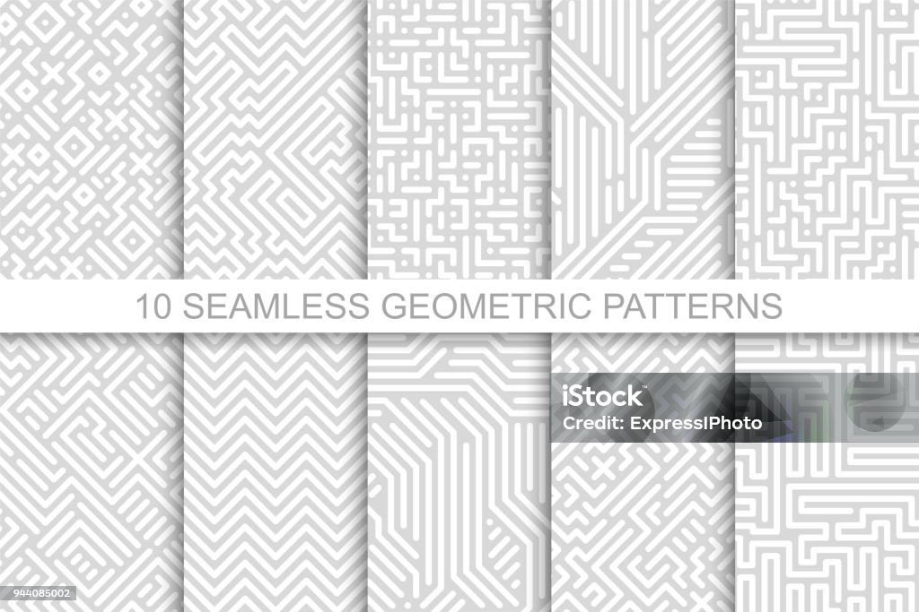 컬렉션 완벽 한 기하학적 패턴-회색 줄무늬 디자인. 디지털 벡터 배경 - 로열티 프리 패턴 벡터 아트