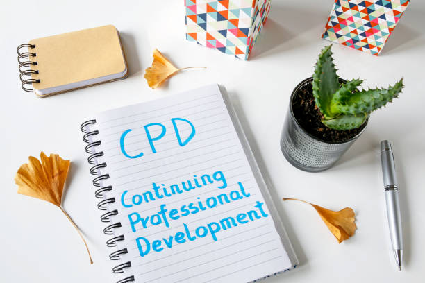 desarrollo profesional continuo cpd, escrito en el cuaderno - master of business administration fotografías e imágenes de stock