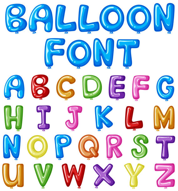 istock Balloon font design for english alphabets in many colors 944090740