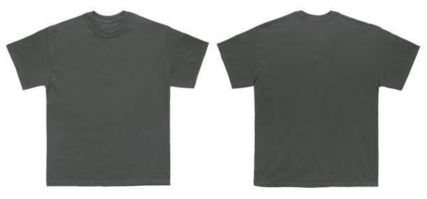 istock Blank T Shirt color charcoal template front and back view 944090874