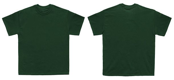 Blank T Shirt Forest Green Template And View Stock - Download Image Now - iStock