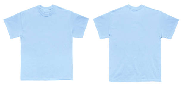 blanc t shirt couleur modèle bleu clair avant et vue arrière - powder blue photos et images de collection