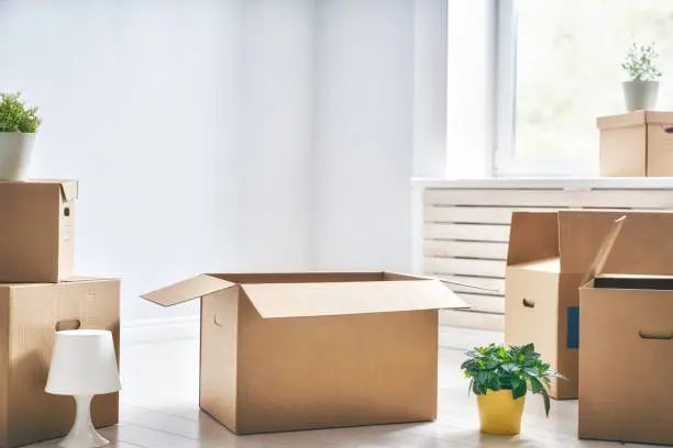 Photo of Cardboard boxes in room