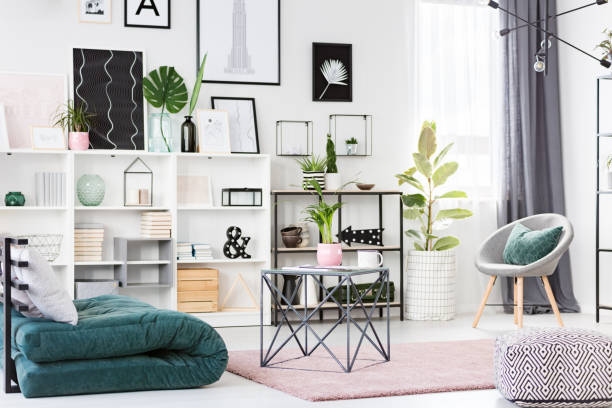 istock Green and pink living room 944111326