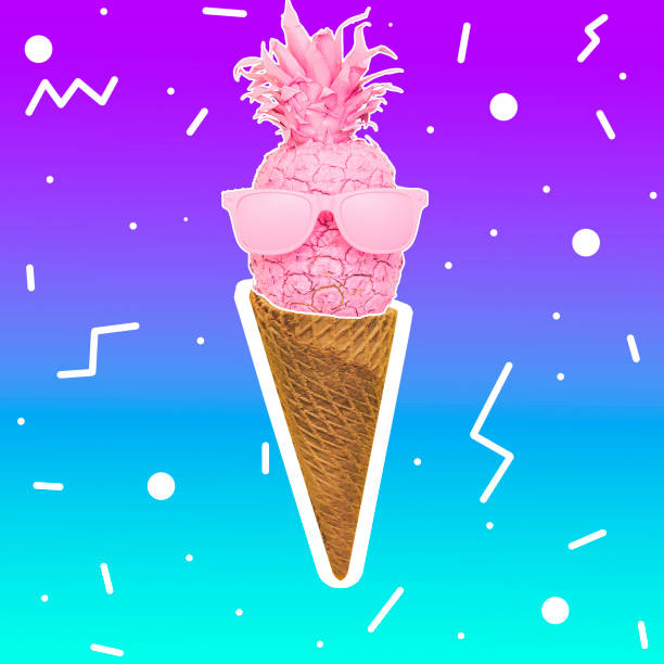 art ice cream collage with pink pineapple