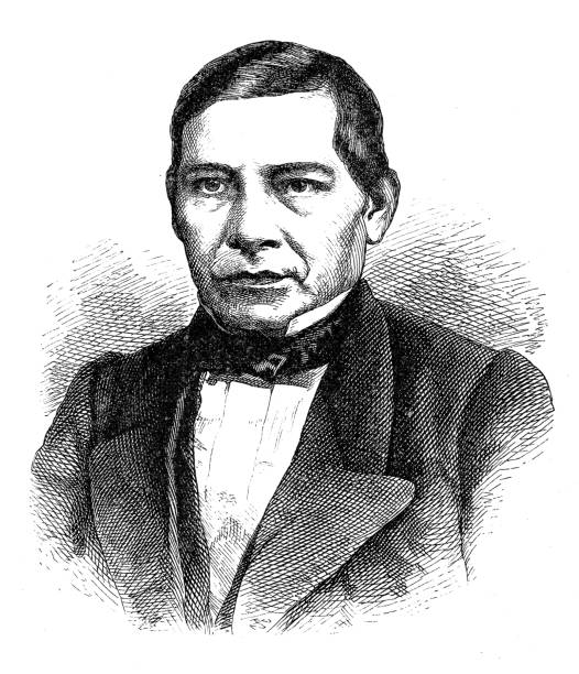 Benito Juarez Illustration of a Benito Juarez man sitting alone drawing stock illustrations