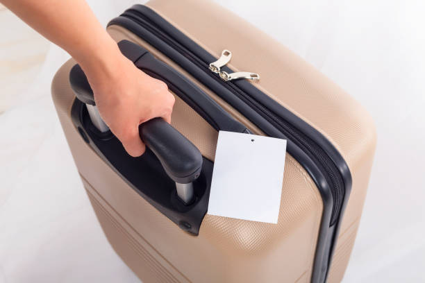 istock Cropped Hand Holding Suitcase Over White Background 944152270