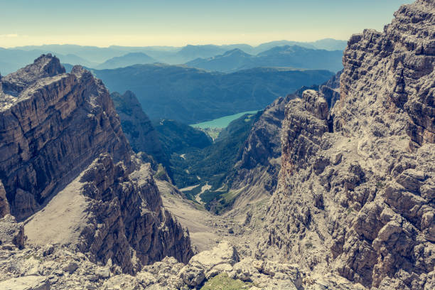 istock View of a lake through mountain pass. 944152890