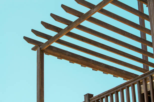 istock Wooden roof frame and railings 944160328