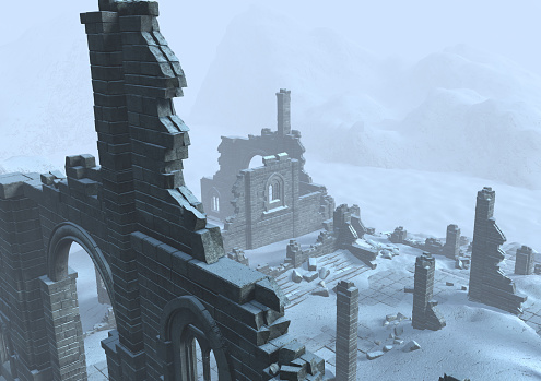 3d render of snowy ruins