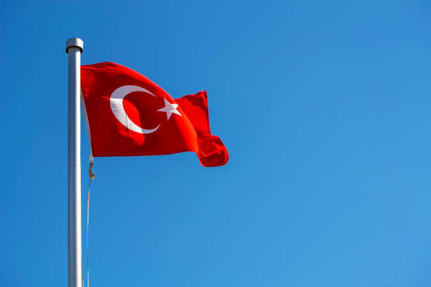 istock Bright Turkish flag waving in the wind 944167776