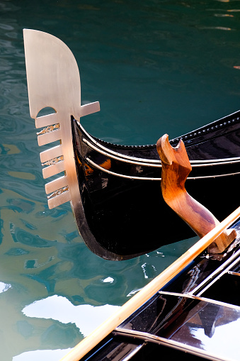 the bow and rowlock of a Venetian Gondola