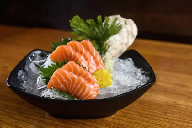 Photo of Fresh salmon sashimi, Japanese food