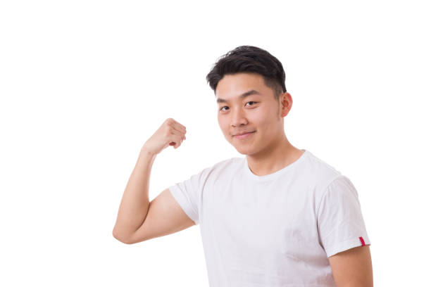 Portrait of handsome young man isolated on white background.