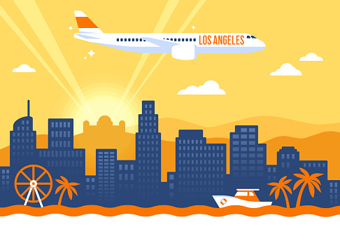 Los Angeles California USA skyline concept illustration.