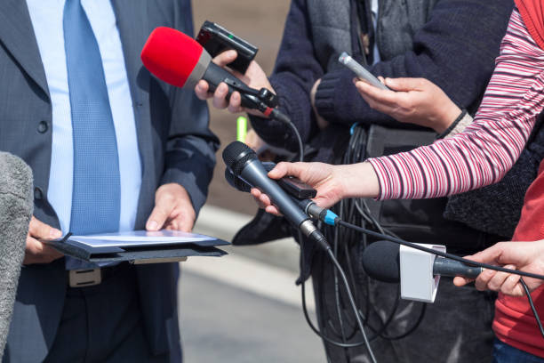 istock Public relations - PR. News conference. 944221906
