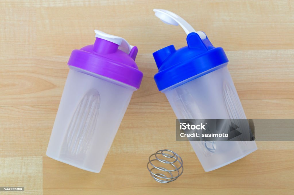 Plastic Bottle Of Protein Shake Mixer With Metal Shaker Spiral Spring Ball  To Blend Stock Photo - Download Image Now - iStock