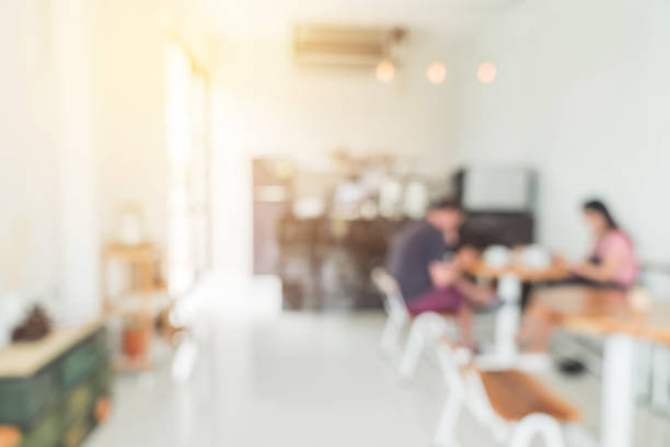 istock Blurred background : Customer at coffee shop blur background with bokeh, Vintage toned. 944238114