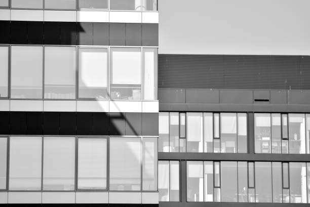 istock Modern city office building exterior. Black and white. 944238930