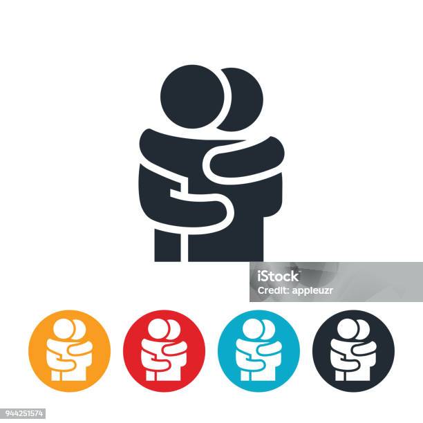 Two People Hugging Icon Stock Illustration - Download Image Now - Embracing, Icon Symbol, Care