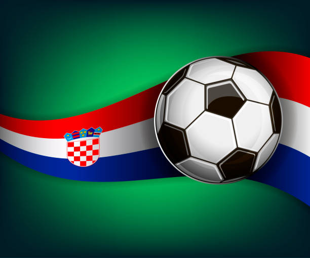 istock Illustration with soccer ball and flag of Croatia 944255720