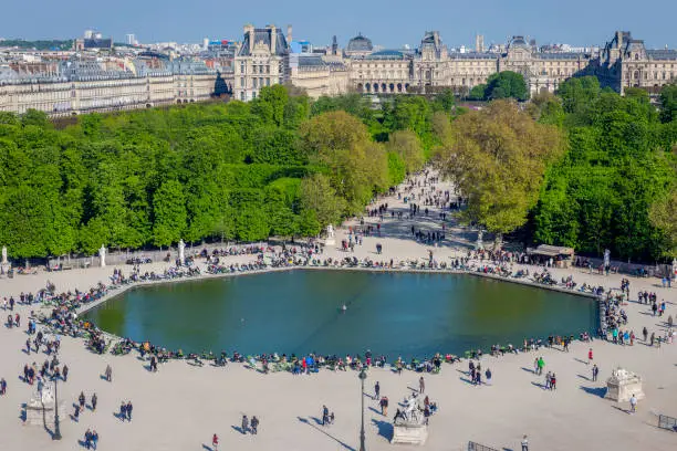 Aerial view of the park Jardin des Tuileries, Paris, France
