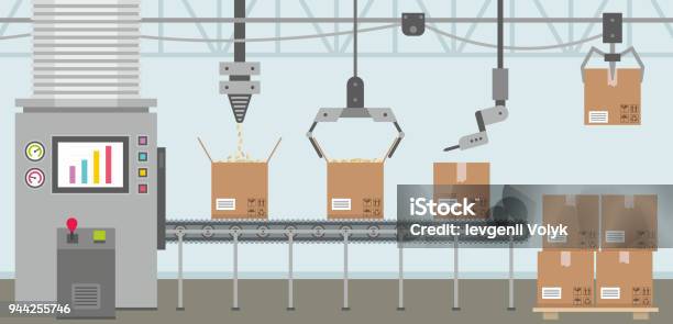 Conveyor System Stock Illustration - Download Image Now - Conveyor Belt, Production Line, Factory
