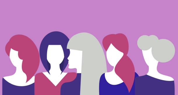 Beautiful women, young girls Beautiful women, young girls, abstract silhouettes with different hairstyles. Vector flat illustration hair posters for salon stock illustrations