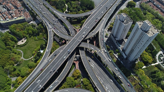 Elevated Interchanges Modern Elevated Highway Interchange In Shanghai Stock Photo - Download ...