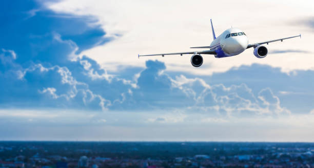istock Airplane with background of cloudy sky, exploration conceptual 944261380
