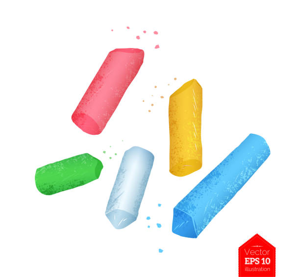 Top View Illustration Of Chalk Pieces Stock Illustration - Download Image  Now - Chalk - Art Equipment, Colors, Part Of - iStock