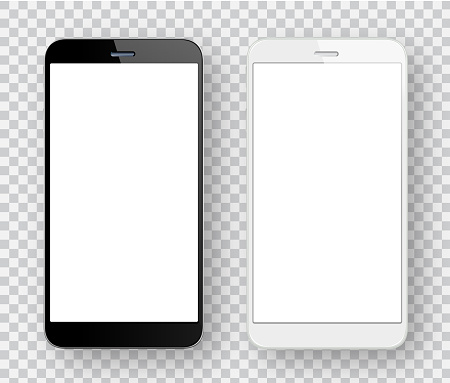 Vector white and black mobile phones