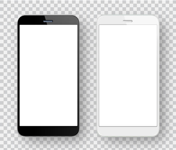 White and black mobile phones Vector white and black mobile phones model object illustrations stock illustrations