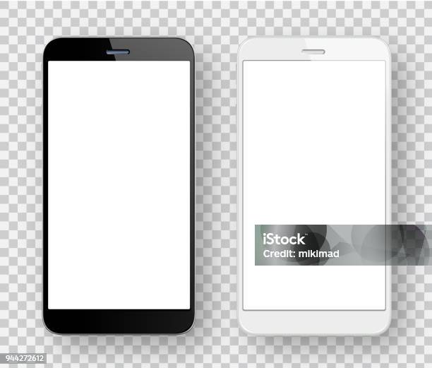 White And Black Mobile Phones Stock Illustration - Download Image Now - Smart Phone, Mobile Phone, Telephone