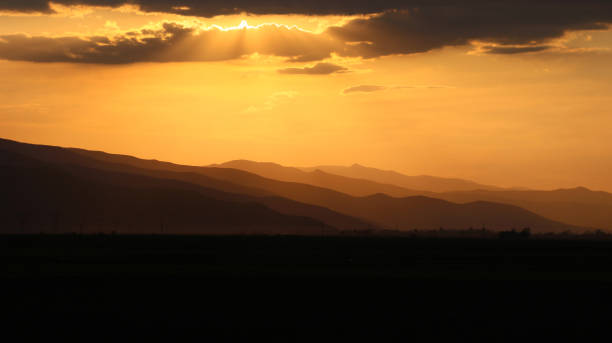 Beautiful sunset sky over the mountains