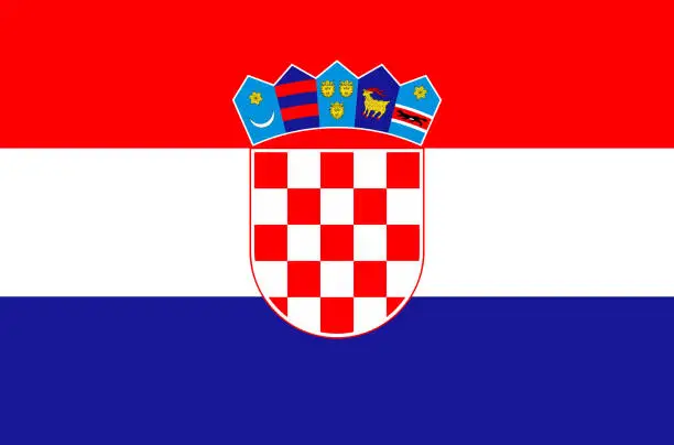 Vector illustration of Croatian national flag, official flag of Croatia accurate colors, true color