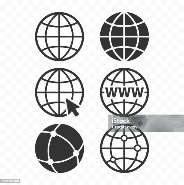 Vetores de Conjunto De Ícones Globo Conceito World Wide Web Conjunto De Símbolo Do Planeta Web Ícones Do Globo Para Websites e mais imagens de Ícone de Computador