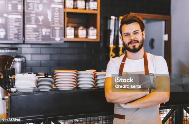 Good Day Start With Coffee Stock Photo - Download Image Now - Barista, Owner, Coffee Shop