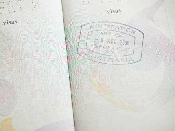 istock Passport with Australian immigration stamp 944283064